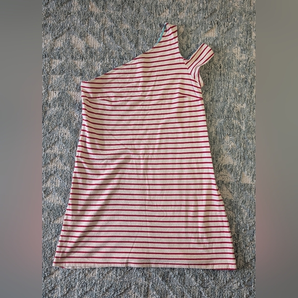 ANTHROPOLOGIE MAEVE Marketa one shoulder red striped dress medium - Picture 5 of 8